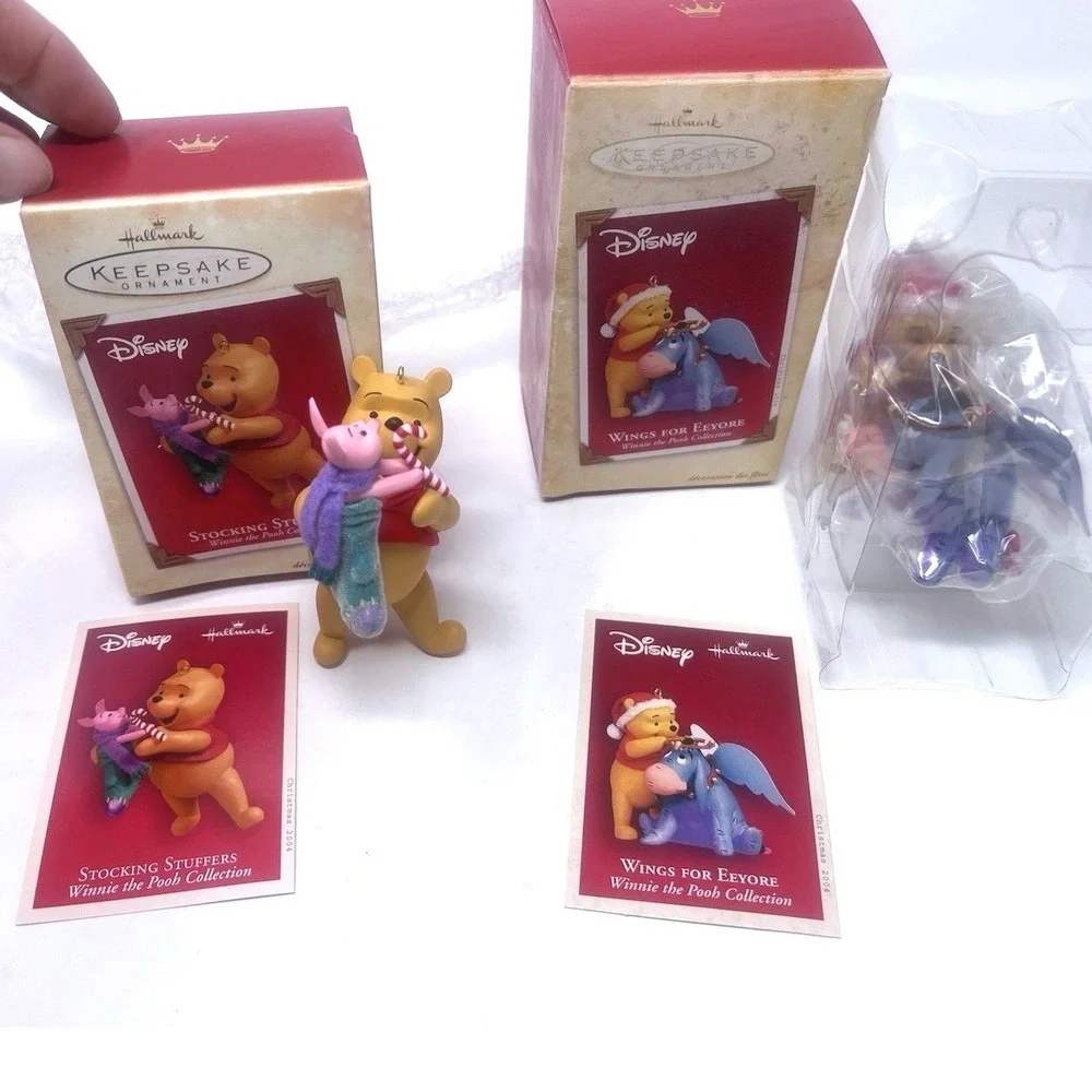 Hallmark Disney Winnie the Pooh 2004 Ornaments Lot of 2 Wings Eeyore Piglet NIB